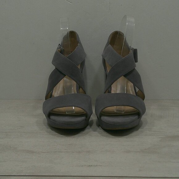 Sexy Naturalizer Adrie Retro Strappy Gray Suede High Block Heel Size 10 W | Wide - Picture 2 of 14